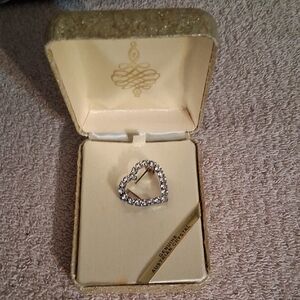 Sparkling Silver Heart Brooch